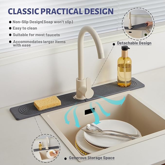 Stone Faucet Mat for Kitchen Sink，Super Absorbent Diatomite Fast Drying Stone
