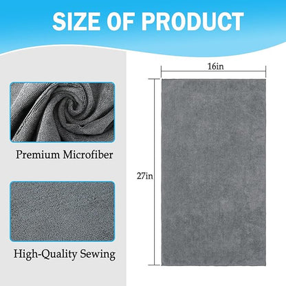 Grey Salon Towels, Super Soft and Absorbent Microfiber Hair Towel