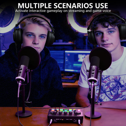 Podcast Equipment Bundle for 2, Dynamic XLR/USB Gaming Microphone & Streaming Audio Mixer with RGB Lights, Perfect for Podcast, Recording, Video Vocal, PC