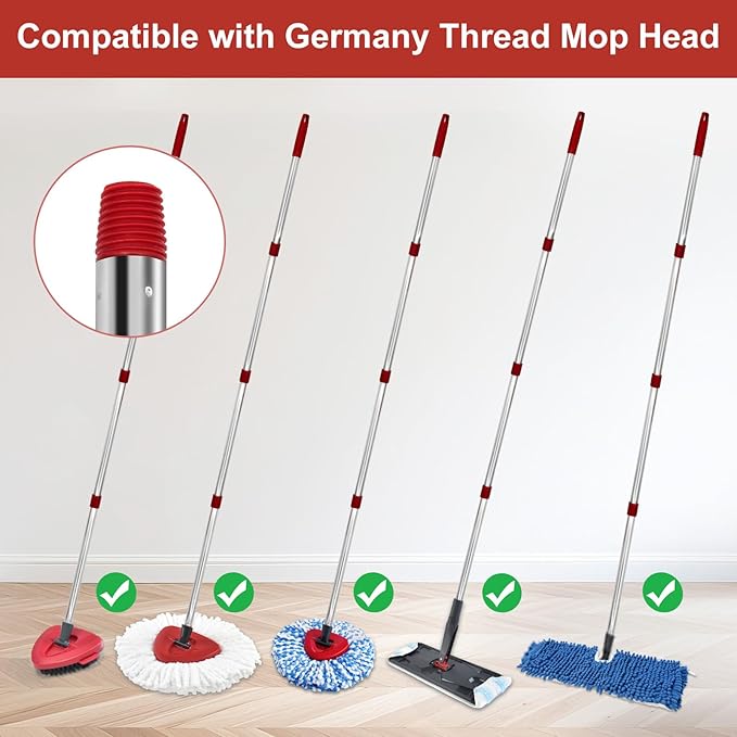 4 Section Stainless Spin Mop Replacement Handle