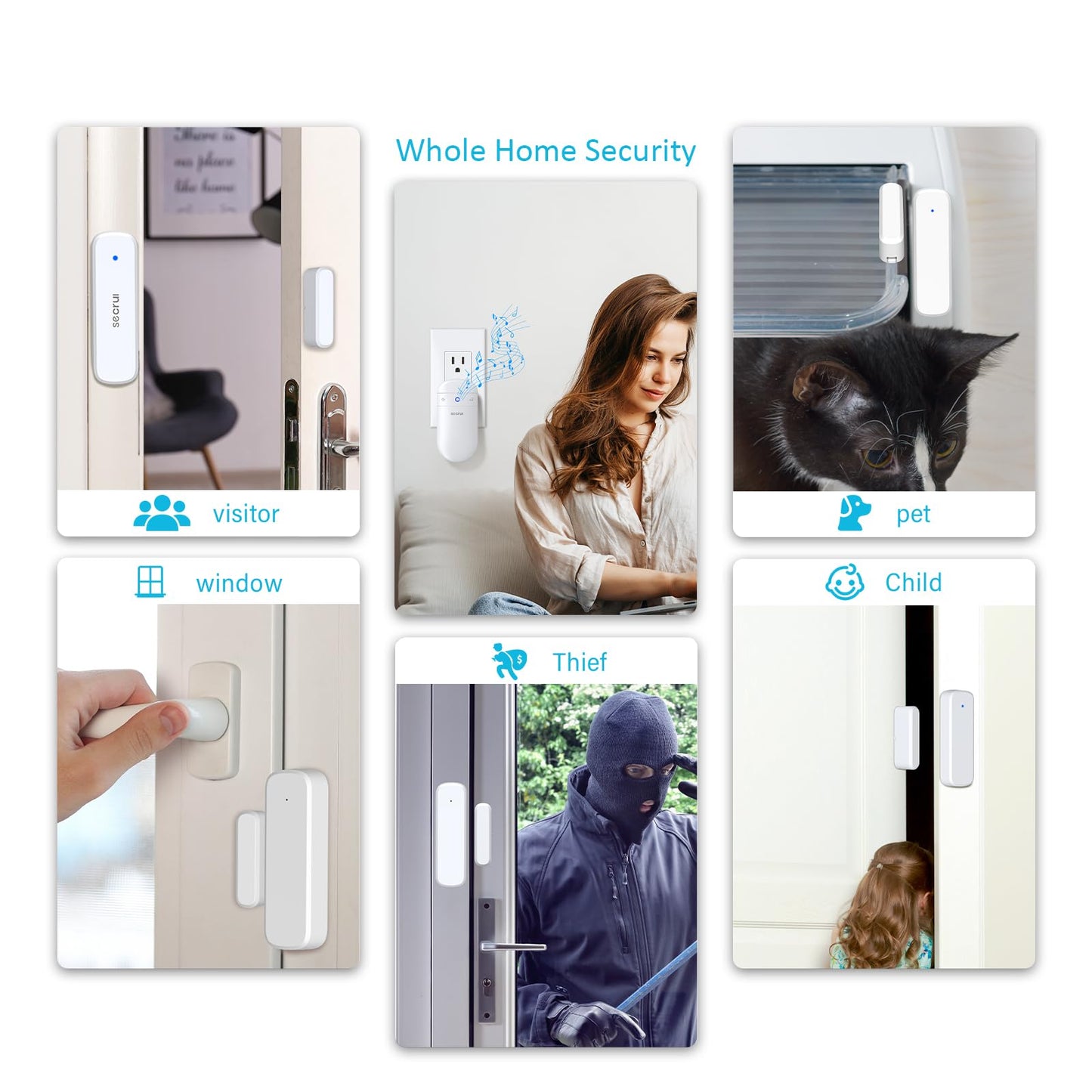 Wireless Door Sensor Chime, Door Open Alarm When Entry Business/Office/Store (500ft Range 51 Ringer Adjustable Volume) Home Alert Bell for Kid/Toddler Safety