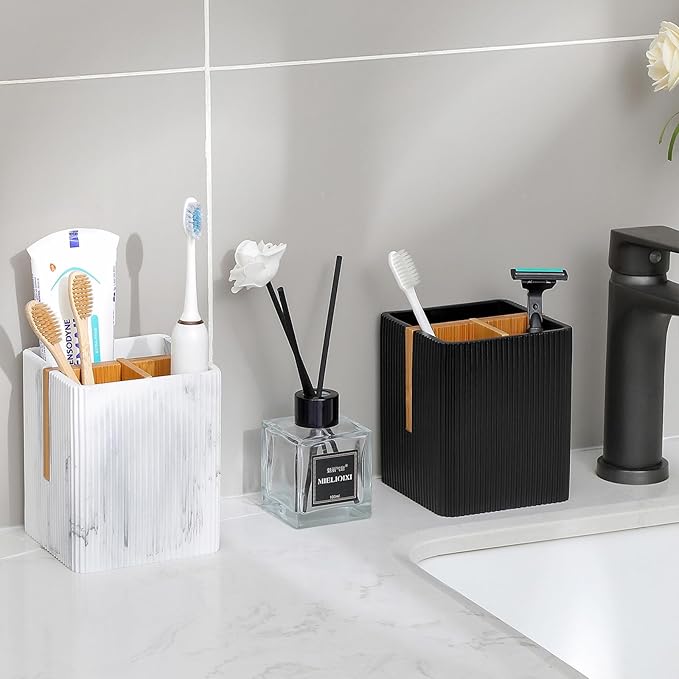 rejomiik Toothbrush Holders for Bathrooms Countertop, 3 Slots Electric Tooth