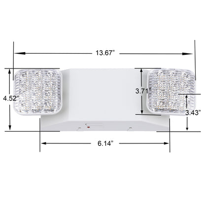 GRUENLICH LED Commercial Emergency Light with Dual Head and Backup Battery, US Standard, AC 120-277V, Hardwired Emergency Light Fixtures for Business Office Power Outages, 6-Pack