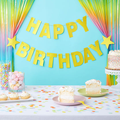 Make Your Own Banner Kit - 130-Piece, Gold Glitter, 5-Inch Characters - DIY Banner Kit with Glitter String Letters for Birthday & Wedding Party Decor