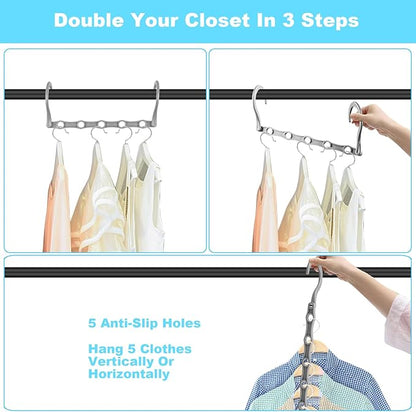 DUCOO 10 PCS Space Saving Hangers, 5-Hole Magic Hangers