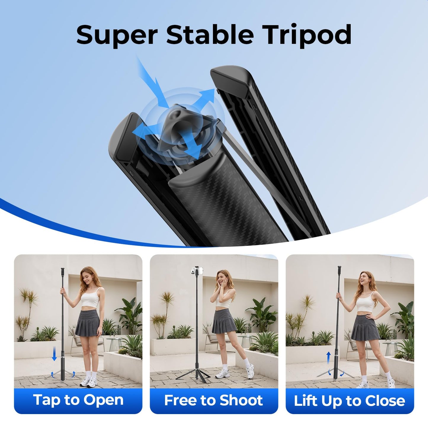 Kaitezenz 0.01s Auto Pop Open 63" Phone Tripod for iPhone with Remote, Selfie Stick Tripod Stand Extendable with Cell Phone Clip, Compatible with iPhone for Travel Video Recording Live Stream Vlog