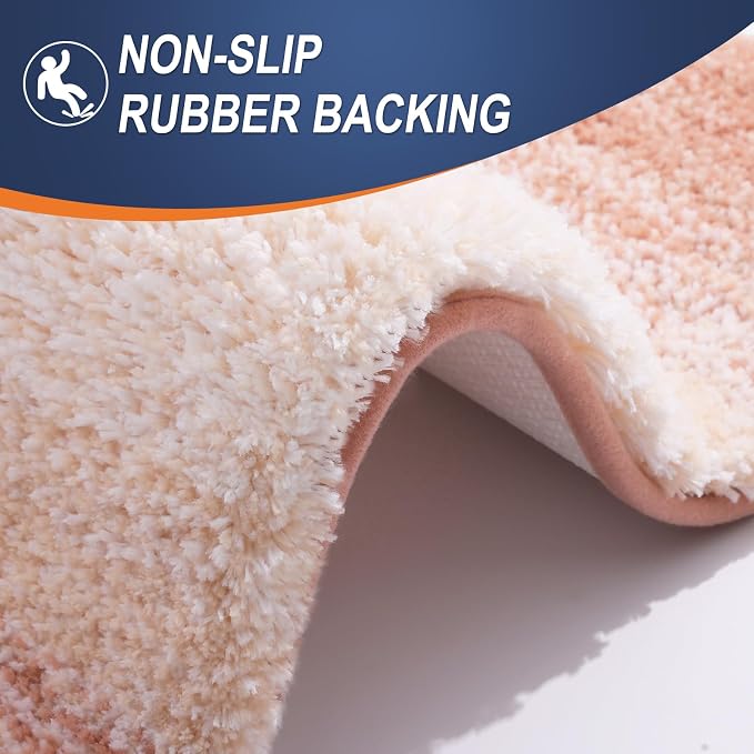 OLANLY Small Bathroom Rugs Mat 24x16, Extra Soft Absorbent Microfiber Bath Rugs, Rubber Backing, Quick Dry, Machine Washable Bath Mats for Bathroom Floor, Tub and Shower, Home Decor Accessories, Peach