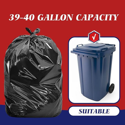 Teivio Large Black Trash Bags 40-45 Gallon 200 Counts Multipurpose Trash Bags