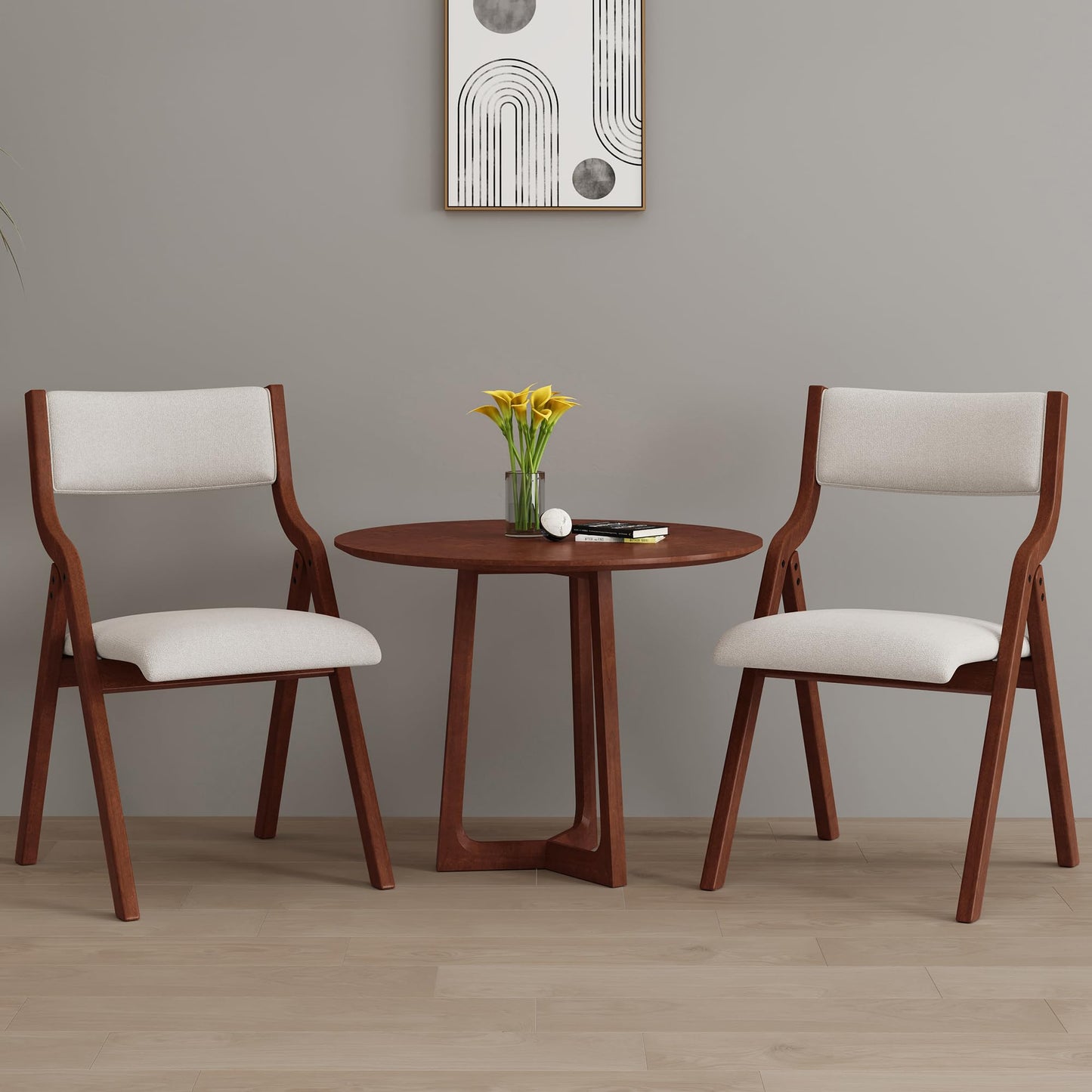 YOPTO Folding Wooden Chairs Set of 2 with Padded Seat,Portable Dining Chairs W/Ergonomically Designed Back and Cushion,for Dining Room,Restaurant,Kitchen,Office