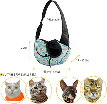 FUSURIRE American Flag Sunflower Print Small Dog Sling Cat Carrier Adjustable Strap Hands Free Pet Puppy Travel Bag Backpack for Women Girls