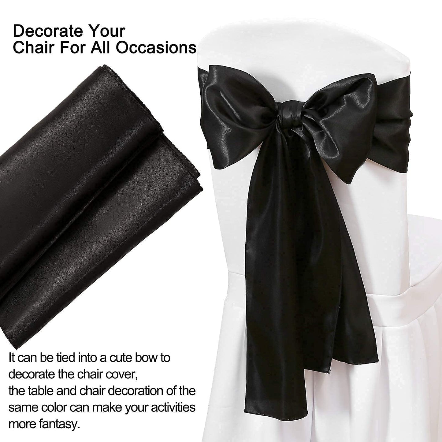 5 Pack Black Table Runners 12 x 108 Inches Long Smooth Silk Satin Table Runner for Party Wedding Birthday Banquet Decoration