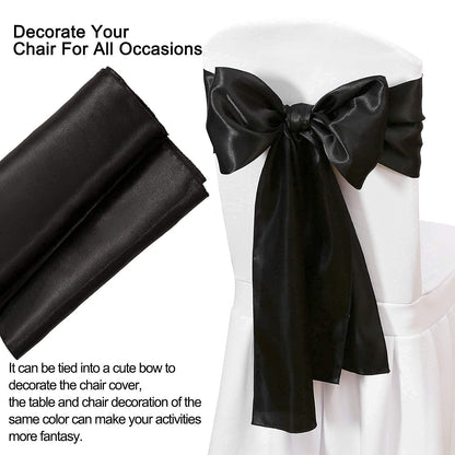 5 Pack Black Table Runners 12 x 108 Inches Long Smooth Silk Satin Table Runner for Party Wedding Birthday Banquet Decoration