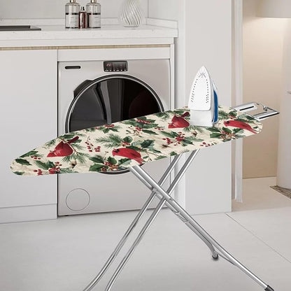 Christmas Cardinal Ironing Board Cover and Pad, Thick Scorch Resistant Padding