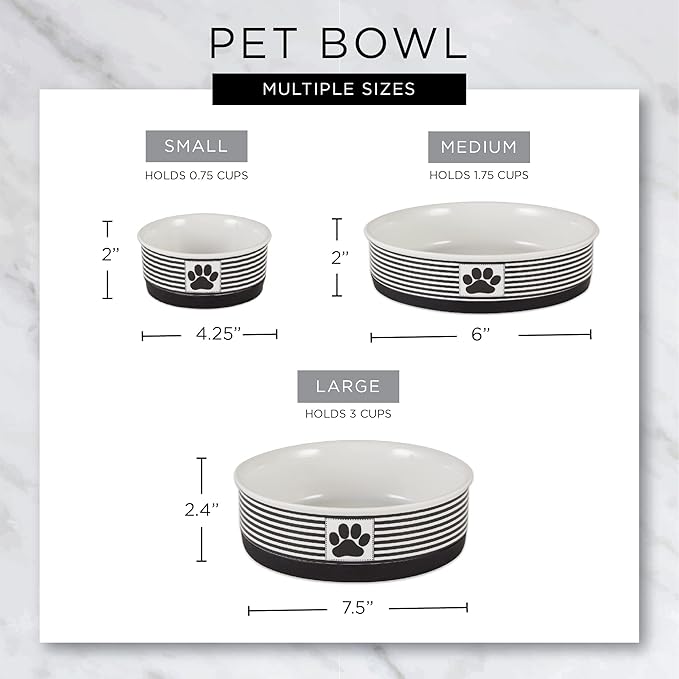 Bone Dry Ceramic Food Bowls, Non-Slip & Dishwasher Safe, Small Set, 4.25x2, Peace Paw, 2 Count