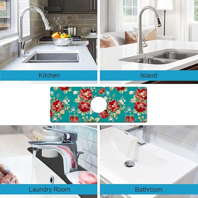 Kitchen Sink Splash Guard Faucet Mat Super Absorbent Fast Drying Mat Sink