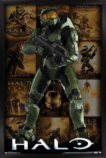 Trends International Halo - Game Key Art Grid Wall Poster, 14.725" x 22.375", Black Framed Version