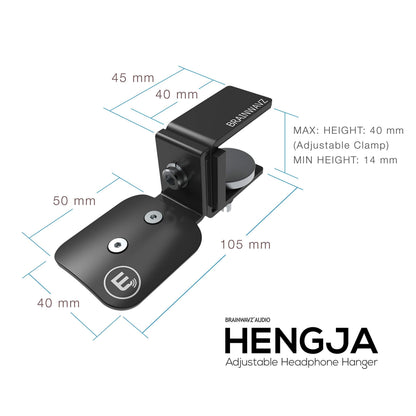 BRAINWAVZ Hengja - The Desk Headphone Stand Hanger Mount, All Metal, Rotatable Mount, PC & Gaming Headset Holder