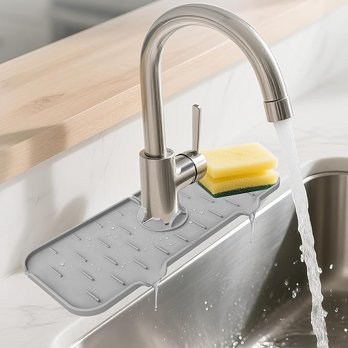 Kitchen Faucet Sink Splash Guard, Silicone Faucet Water Catcher Mat – Sink