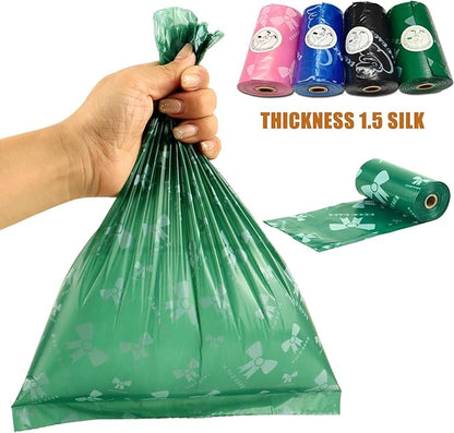 Biodegradable Pet Waste Bag Refill Roll, Heavy-Duty (120 Bags/8 Rolls/4 Colors) Unscented, Leak-Proof Design Eco-Friendly, Degradable Pet Waste Disposal Bags
