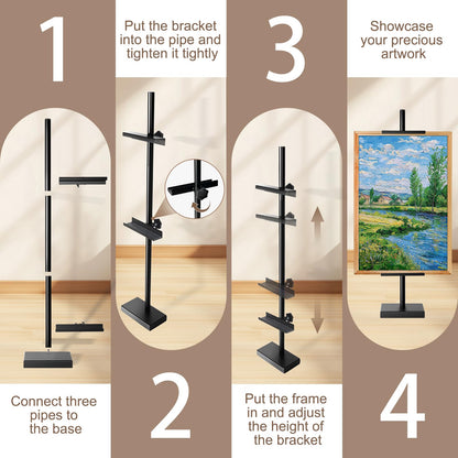 AZEAM Tabletop Easel Stand, Adjustable Poster Stand for Frames up to 29" , Black Metal Standing Easel Display Stand for Art Signs Photos, Framed Artwork Display Easel Stands for Home Events