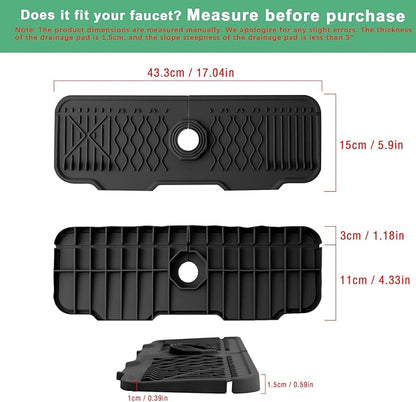 17 Inch Faucet Mat For Kitchen Sink Splash Guard Behind Faucet, ，5°Slope Fast