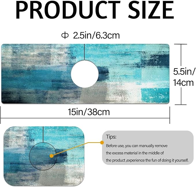 MCALK Turquoise Kitchen Sink Faucet Mat Splash Guard, Absorbent Quick-Dry