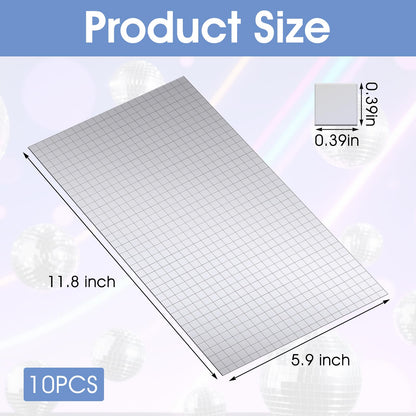 4500 PCS/10 Sheets Mirror Tiles Self Adhesive, 10x10mm Disco Tile for DIY Craft, Home & Party Decoration, Sparkling Glass Mirror Mosaic Tiles for DIY Craft Decoration, Art Collage (Silver)