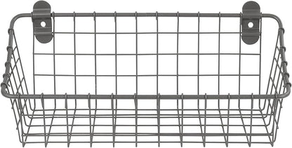 Spectrum Small Wire Wall Basket Industrial Gray Rustic Wall Bin, Vintage Wire