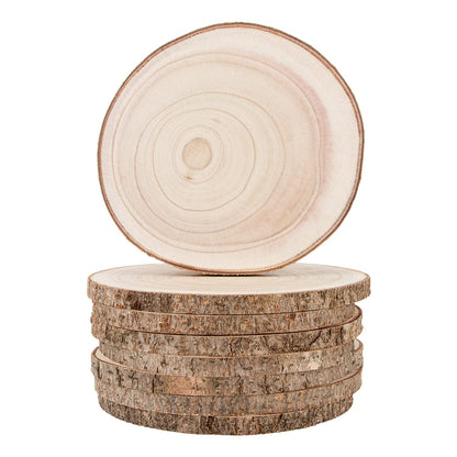 Maputune 8 Pcs 7-8 in Large Unfinished Wood Slices for Centerpieces, Natural Rustic Wooden Plate for DIY Craft, Round Wood Chips for Signage Painting Wedding Party Christmas Decor