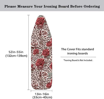 Leopard Print Flower Ironing Board Covers Standard Washable Ironing Board