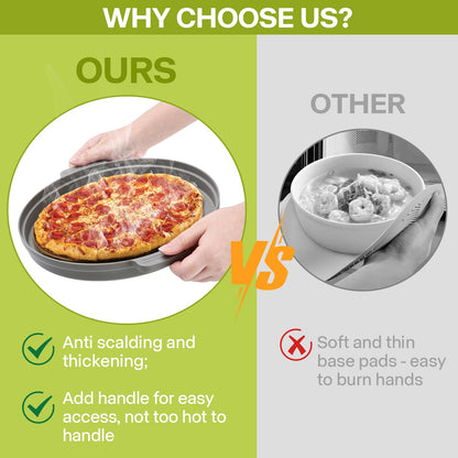 Microwave Splatter Cover for Food with Anti-scald Base Plate,Large Plastic & Silicone Vented Avoid Scalding Collapsible Guard Lid, Plate Holder & Kitchen Colander for Meal Prep-10.7 Inch (gray)