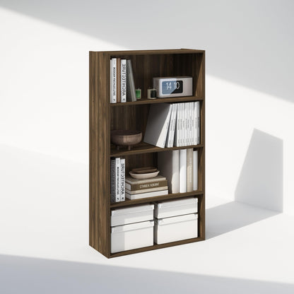 Furinno Simple Book Shelf, 4-Tier Bookshelf, Bookcase with Open Shelf, 9.4 x 23.6 x 41.7, for Living Room, Bedroom, Home Office, Columbia Walnut