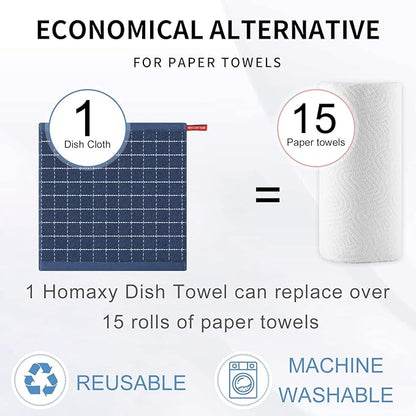 Homaxy 100% Cotton Terry Kitchen Dish Cloths, Ultra Soft and Absorbent Dish