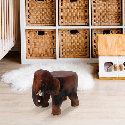 DOITOOL Solid Wooden Elephant Footstool 9.84X7.87 Inch Multipurpose Shoe Changing Stool and Step Stool for Home Office Entryway Bedroom Foot Rest