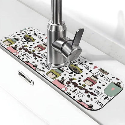 Coffee Coffe Kitchen Sink Splash Guard Faucet Mat Super Absorbent Fast Drying
