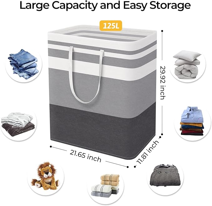 HomeHacks Large Laundry Basket, Waterproof, Freestanding Laundry Hamper