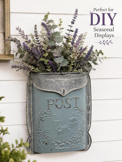 I Vintage Style Post Box I Nostalgic Charm Home Decor I Farmhouse Design I 15.9" Height x 11" Wide (Blue)