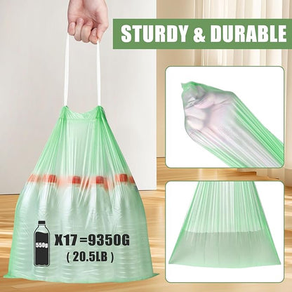 4 Gallon Trash Bags Drawstring 100 Count, JUKFITA Strong Small Garbage Bag