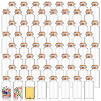 xozeooeu 120 Pack 10ml Mini Plastic Bottles with Cork Stoppers, Small Empty Clear Plastic Jars for DIY Crafts, Wedding Favors, Spice & Sample Containers, Party Decor