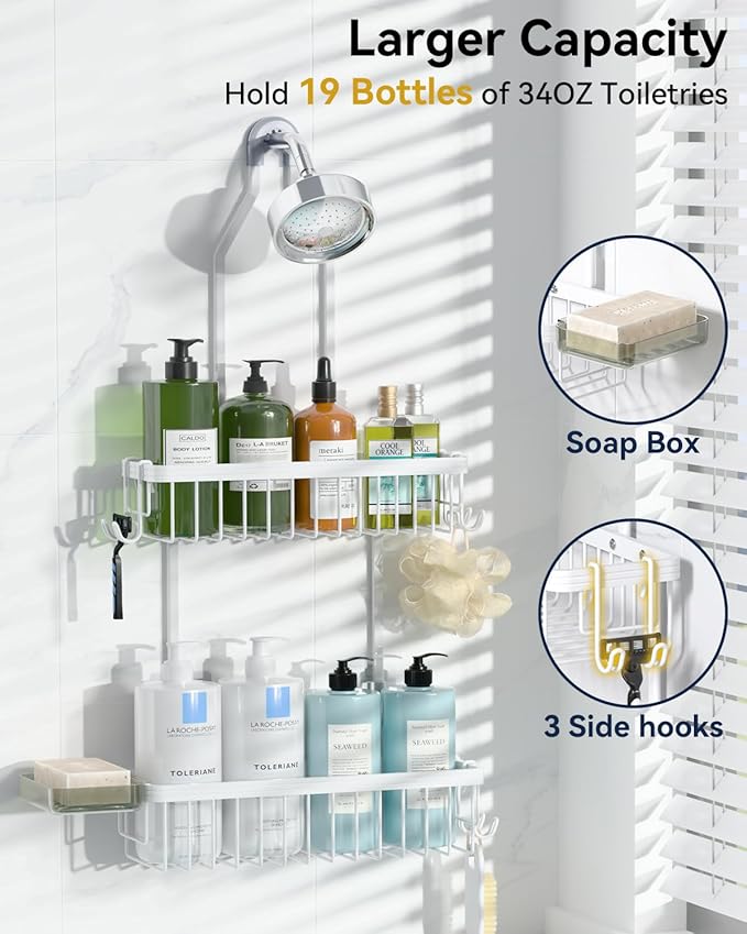 YASONIC Shower Caddy Hanging, Never Rust Shower Organizer Hanging, Aluminum