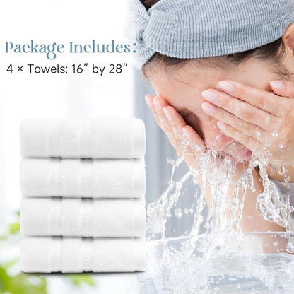 Simple&Opulence 4 Pcs Premium Hand Towels 16"x28", 600 GSM 100% Ring Spun Cotton