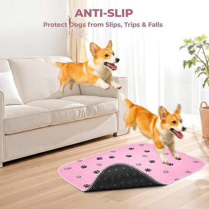 Fostanfly Reusable Puppy Pads, 2 Pack 18"x 24" Washable Dog Pee Pads, Pink | Machine Washable & Reusable, Strong Absorbency, Leakproof, Waterproof, Non-Slip Bottom, Training Mats for Potty, Crate