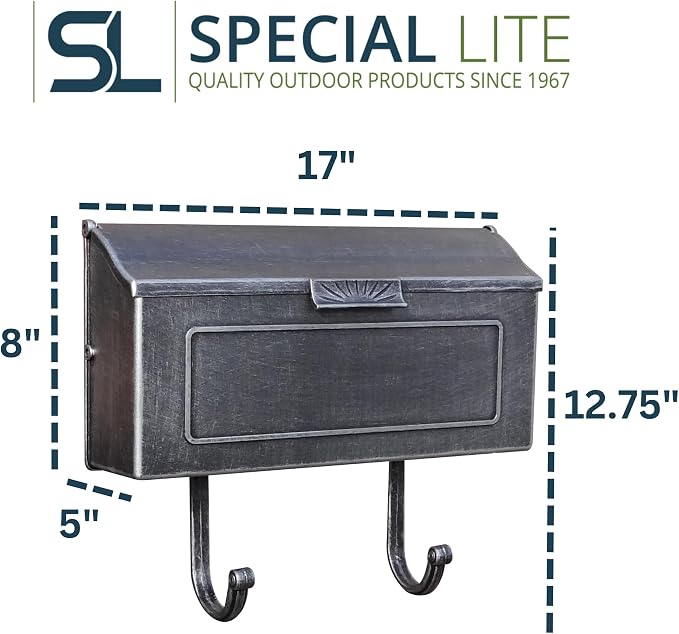 Special Lite Horizon Horizontal Wall Mount Mailbox - Swedish Silver Aluminum Mailbox for Wall Mount - SHH-1006-SW