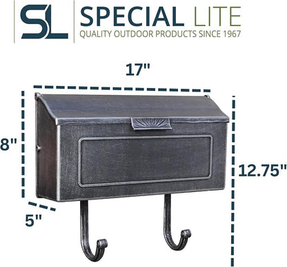 Special Lite Horizon Horizontal Wall Mount Mailbox - Swedish Silver Aluminum Mailbox for Wall Mount - SHH-1006-SW