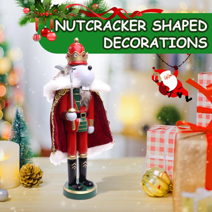 Tngan 11" Wooden Mouse King Nutcracker, Festive Christmas Decoration, Handcrafted Mouse Themed Nutcracker Collectible Christmas Decor for Tabletop, Shelves, and Fireplace Mantel