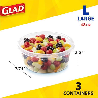Glad Big Bowl Food Storage Containers, Large Round