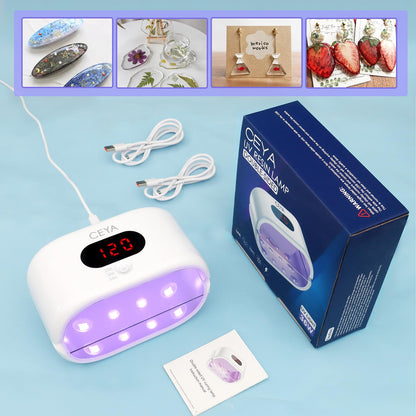 ceya UV Light for Resin,Double-Sided uv Resin Lamp 36W Fast Curing with 2pcs USB Cable,Digital Display (2M 3M 5M),UV Lamp 360° Coverage for Curing, Molds, Jewelry Making, DIY Craft