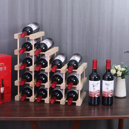 FDHUIJIA Wine Rack Small countertop Cabinet Stackable Storage Wooden freestanding Floor Wine Holder (15 Bottles)