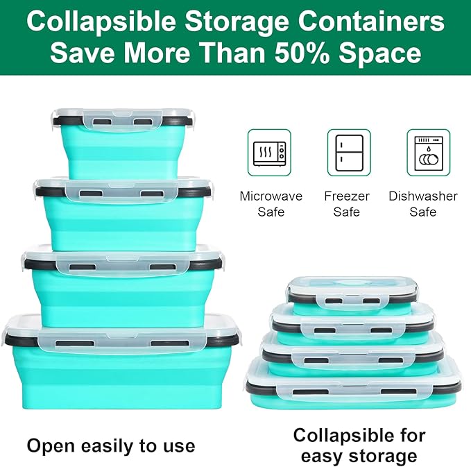 Sudaya 8 Pack Collapsible Food Storage Containers