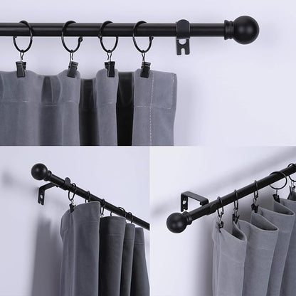 Thestoa 5/8" Diameter Splicing Curtain Rods 2 pack for Windows 30 or 46 inch, Black Curtain Rods for Bedroom, Living Room, Farmhouse, Outdoor etc.